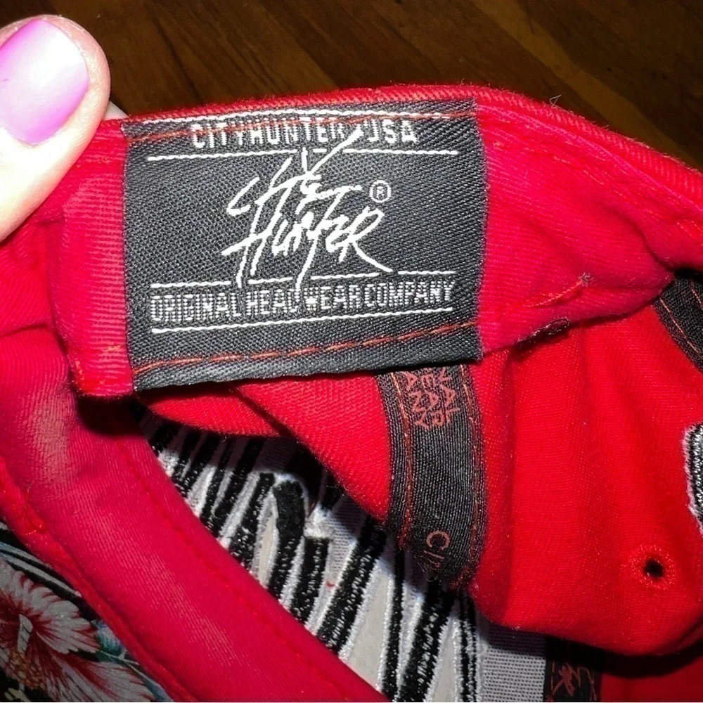 City Hunter One Size Red Black Miami Heat Floral Snapback Cap Hat Vtg